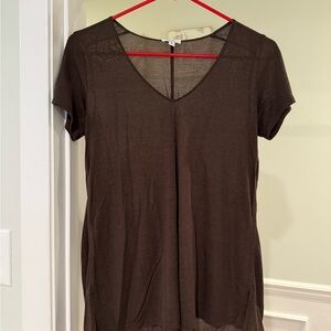 Vince Chocolate Brown Fitted Short Sleeve Tee